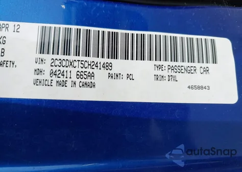 2012 Dodge Charger R/T from USA, damaged, VIN 2C3CDXCT5CH241489